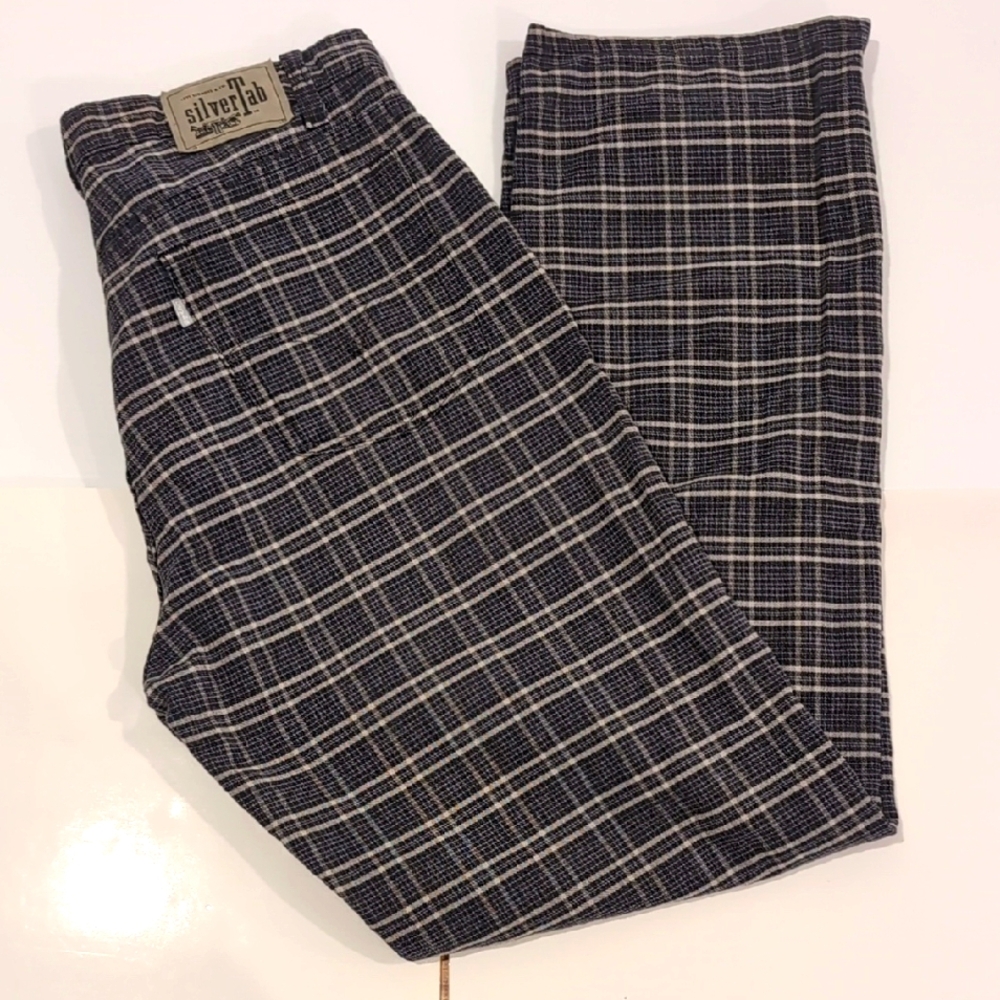 Levi's Silvertab Relaxed Grey Check Plaid Pants